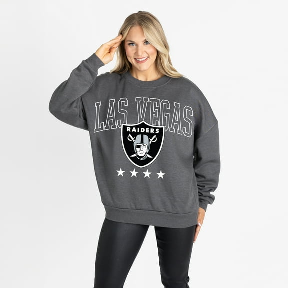 Women's Gameday Couture Charcoal Las Vegas Raiders Oversized Rising Stars Premium Fleece Drop Shoulder Sweatshirt