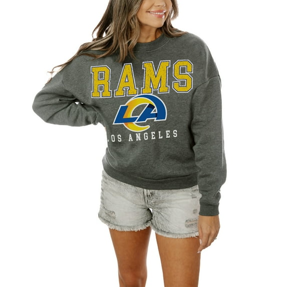Women's Gameday Couture Charcoal Los Angeles Rams Oversized Bring The Energy Pullover Sweatshirt