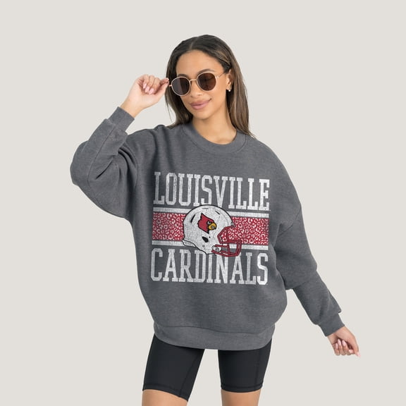 Women's Gameday Couture Charcoal Louisville Cardinals Premium Fleece Pullover Sweatshirt