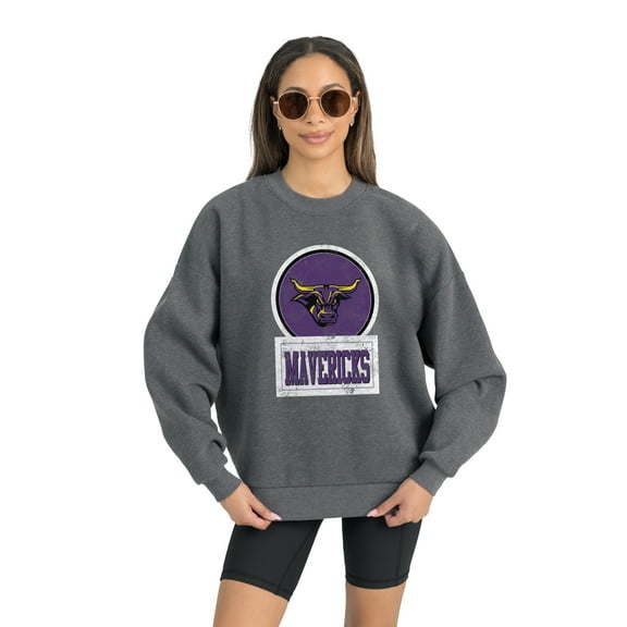 Women's Gameday Couture Minnesota State University, Mankato Charcoal Oversized Drop Shoulder Fleece Drop Pullover