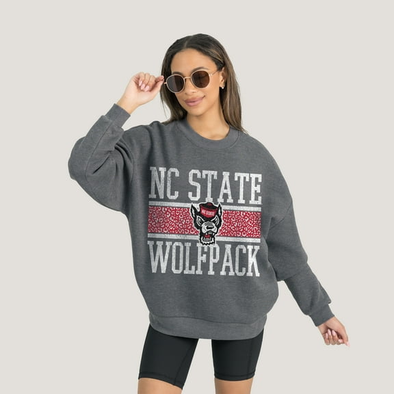 Women's Gameday Couture Charcoal NC State Wolfpack Premium Fleece Pullover Sweatshirt