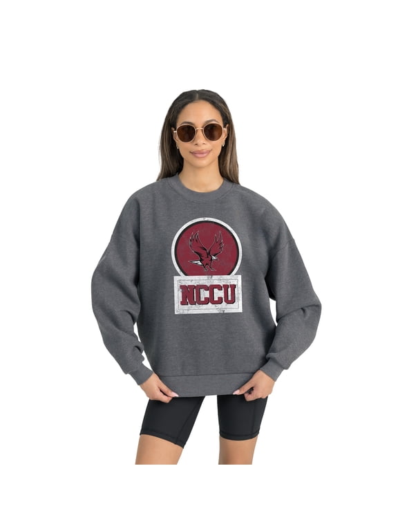 Women's Gameday Couture North Carolina Central Eagles Charcoal Oversized Drop Shoulder Fleece Drop Pullover Sweatshirt