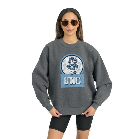 Women's Gameday Couture North Carolina Tar Heels Charcoal Oversized Drop Shoulder Fleece Drop Pullover Sweatshirt