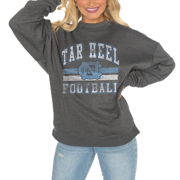 Women's Gameday Couture North Carolina Tar Heels Charcoal Oversized Drop Shoulder Fleece Drop Pullover Sweatshirt