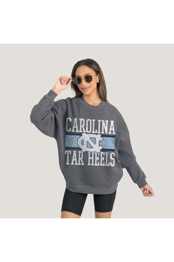 Women's Gameday Couture Charcoal North Carolina Tar Heels Premium Fleece Pullover Sweatshirt