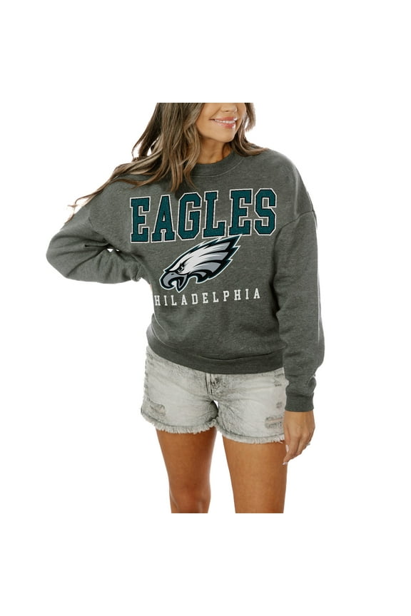 Women's Gameday Couture Charcoal Philadelphia Eagles Oversized Bring The Energy Pullover Sweatshirt