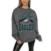 Women's Gameday Couture Charcoal Philadelphia Eagles Long Weekend Premium Fleece Drop Shoulder Pullover Sweatshirt