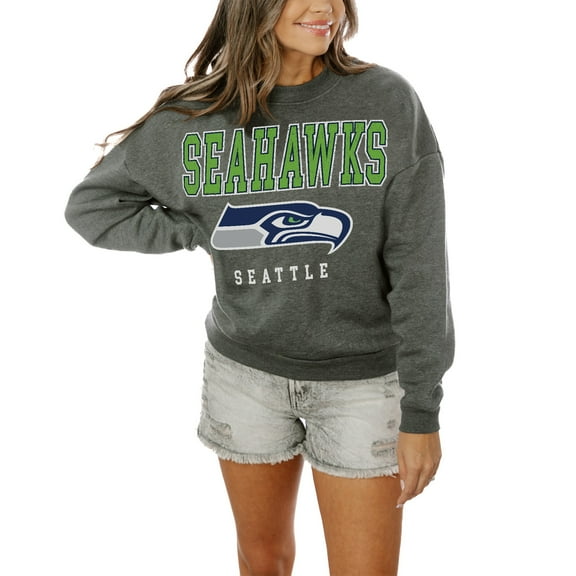 Women's Gameday Couture Charcoal Seattle Seahawks Oversized Bring The Energy Pullover Sweatshirt