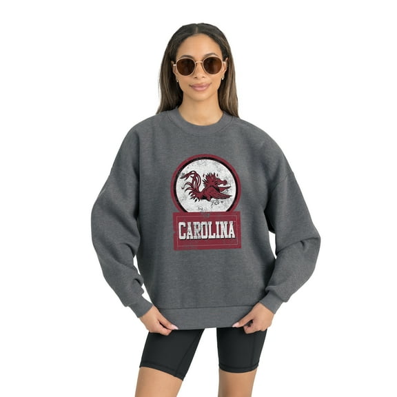 Women's Gameday Couture South Carolina Gamecocks Charcoal Oversized Drop Shoulder Fleece Drop Pullover Sweatshirt