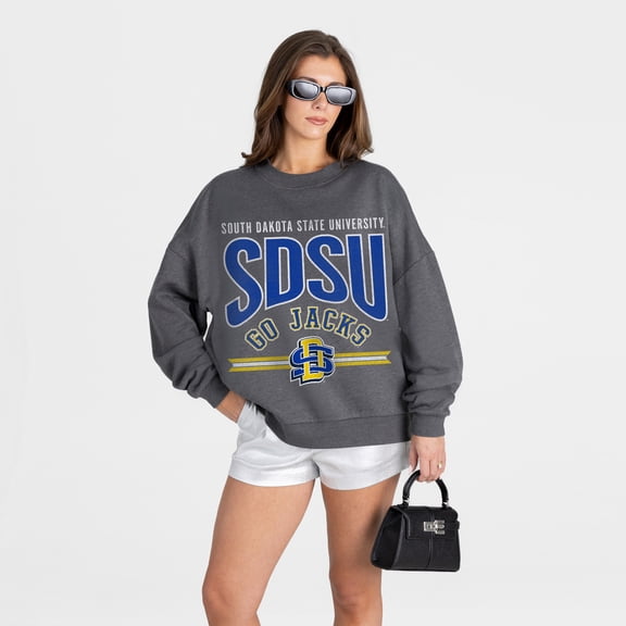 Women's Gameday Couture Charcoal South Dakota State Jackrabbits Kickoff Classic Oversized Premium Drop Shoulder