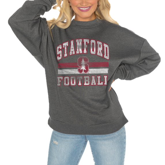 Women's Gameday Couture Charcoal Stanford Cardinal Drop Shoulder Fleece Drop Pullover Sweatshirt