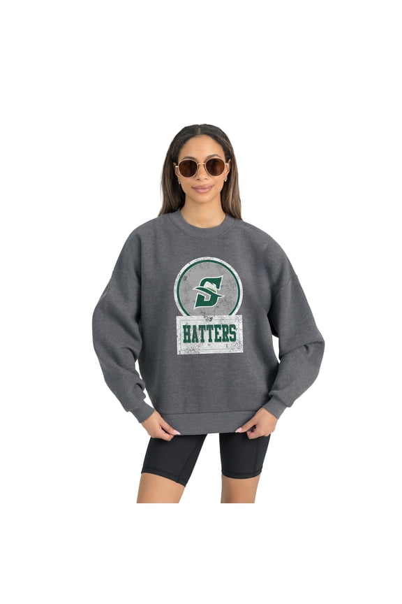 Women's Gameday Couture Stetson Hatters Charcoal Oversized Drop Shoulder Fleece Drop Pullover Sweatshirt