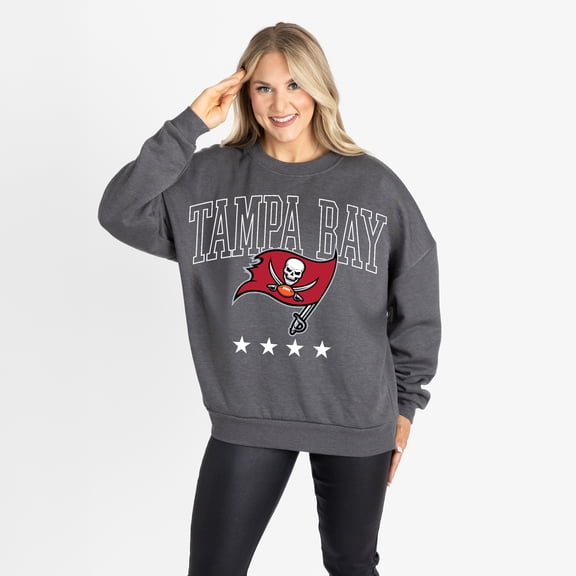 Women's Gameday Couture Charcoal Tampa Bay Buccaneers Oversized Rising Stars Premium Fleece Drop Shoulder Sweatshirt