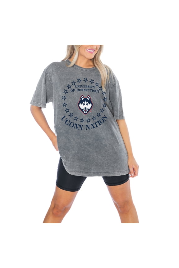 Women's Gameday Couture Charcoal UConn Huskies On Point Oversized T-Shirt