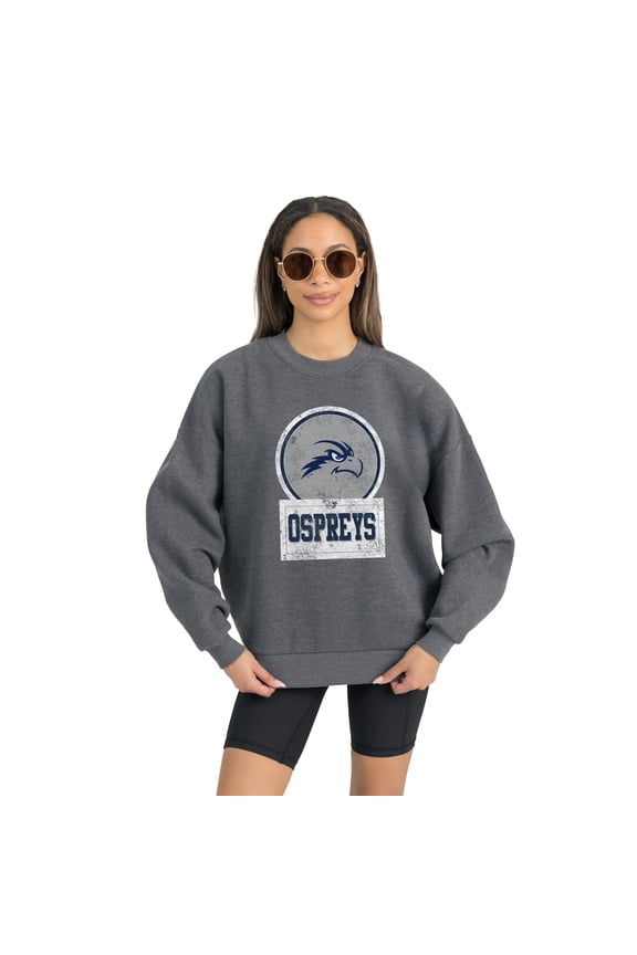 Women's Gameday Couture UNF Ospreys Charcoal Oversized Drop Shoulder Fleece Drop Pullover Sweatshirt