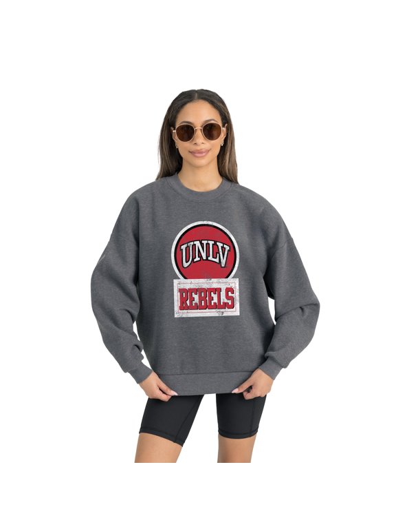 Women's Gameday Couture UNLV Rebels Charcoal Oversized Drop Shoulder Fleece Drop Pullover Sweatshirt