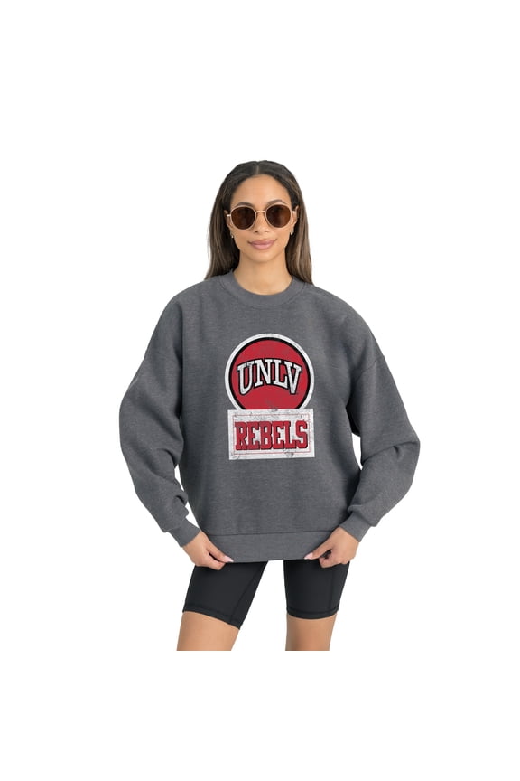 Women's Gameday Couture UNLV Rebels Charcoal Oversized Drop Shoulder Fleece Drop Pullover Sweatshirt