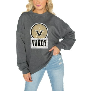 Women's Gameday Couture Vanderbilt Commodores Charcoal Oversized Drop Shoulder Fleece Drop Pullover Sweatshirt