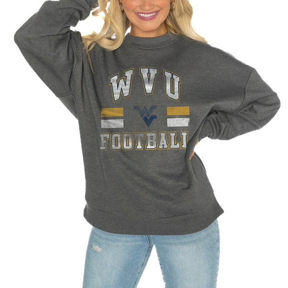 Women's Gameday Couture West Virginia Mountaineers Charcoal Oversized Drop Shoulder Fleece Drop Pullover Sweatshirt