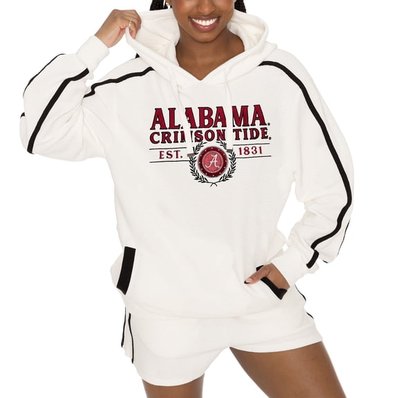 Women's Gameday Couture Cream Alabama Crimson Tide Down, Set, Go Pullover Hoodie and Shorts Set