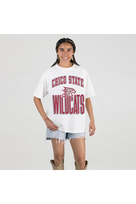 Women's Gameday Couture Cream Cal State Chico Wildcats Oversized Fierce Focus T-Shirt