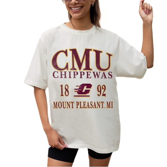 Women's Gameday Couture Cream Central Michigan Chippewas Unity Oversized T-Shirt