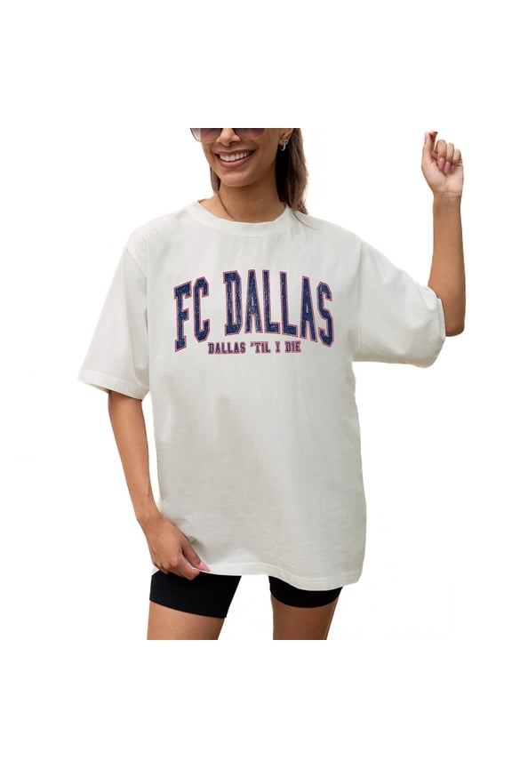 Women's Gameday Couture Cream FC Dallas Goal Line Oversized T-Shirt