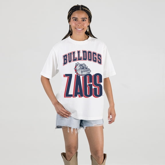 Women's Gameday Couture Cream Gonzaga Bulldogs Oversized Fierce Focus T-Shirt