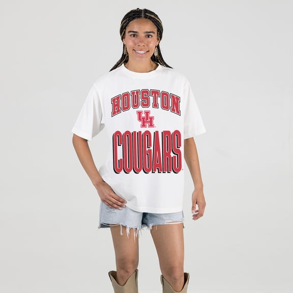 Women's Gameday Couture Cream Houston Cougars Oversized Fierce Focus T-Shirt
