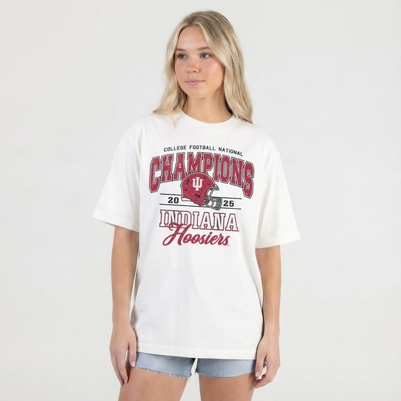 Women's Gameday Couture Cream Indiana Hoosiers College Football Playoff 2025 National Champions Legacy Play Oversized