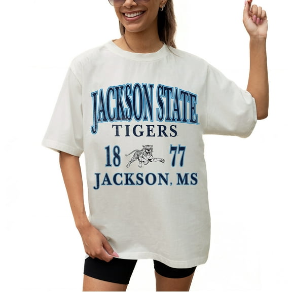 Women's Gameday Couture Cream Jackson State Tigers Unity Oversized T-Shirt