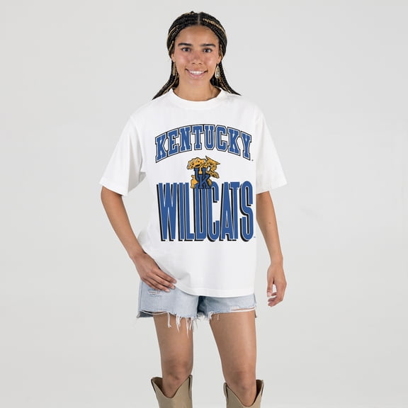 Women's Gameday Couture Cream Kentucky Wildcats Oversized Fierce Focus T-Shirt