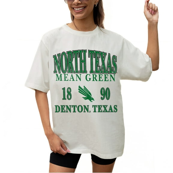 Women's Gameday Couture Cream North Texas Mean Green Unity Oversized T-Shirt