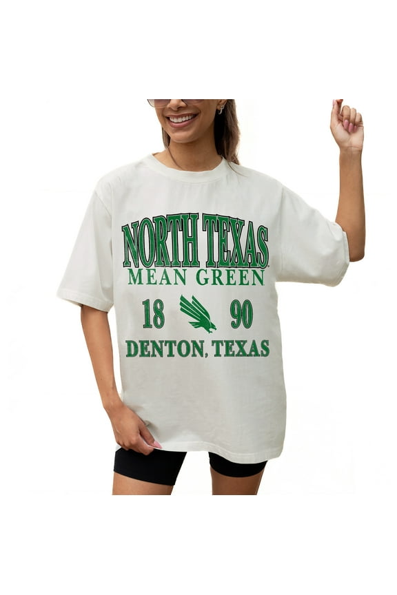 Women's Gameday Couture Cream North Texas Mean Green Unity Oversized T-Shirt