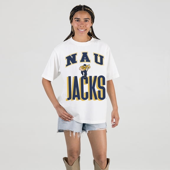 Women's Gameday Couture Cream Northern Arizona Lumberjacks Oversized Fierce Focus T-Shirt