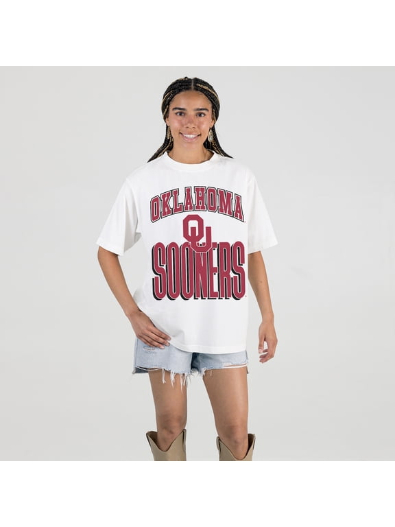 Women's Gameday Couture Cream Oklahoma Sooners Oversized Fierce Focus T-Shirt