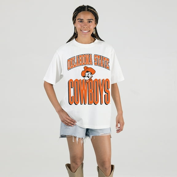 Women's Gameday Couture Cream Oklahoma State Cowboys Oversized Fierce Focus T-Shirt