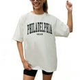 thumbnail image 1 of Women's Gameday Couture  Cream Philadelphia Union Goal Line Oversized T-Shirt, 1 of 3