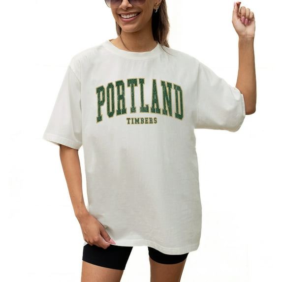Women's Gameday Couture Cream Portland Timbers Goal Line Oversized T-Shirt