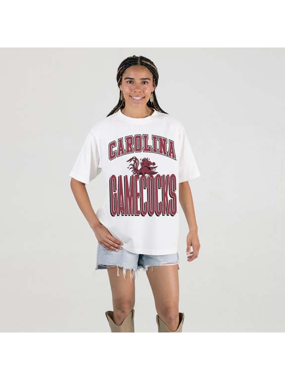 Women's Gameday Couture Cream South Carolina Gamecocks Oversized Fierce Focus T-Shirt