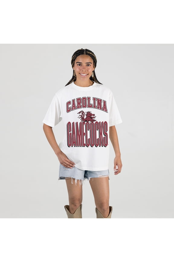 Women's Gameday Couture Cream South Carolina Gamecocks Oversized Fierce Focus T-Shirt
