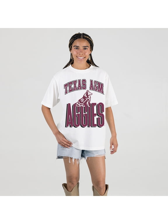 Women's Gameday Couture Cream Texas A&M Aggies Oversized Fierce Focus T-Shirt