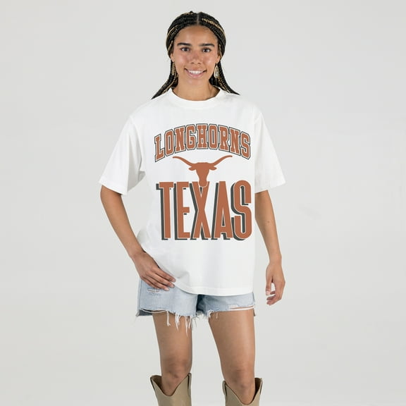 Women's Gameday Couture Cream Texas Longhorns Oversized Fierce Focus T-Shirt