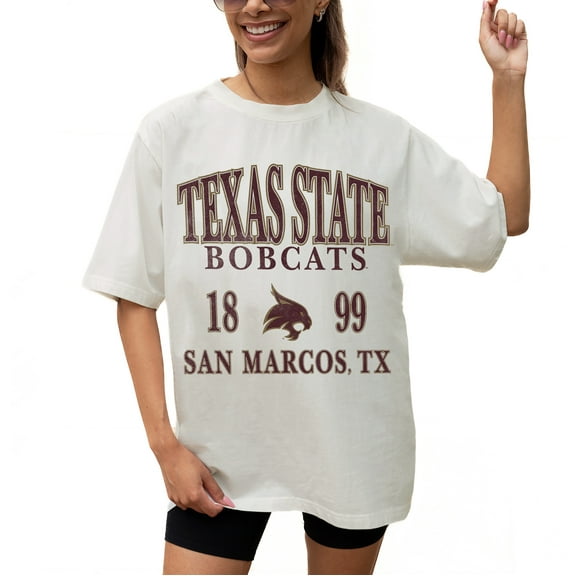 Women's Gameday Couture Cream Texas State Bobcats Unity Oversized T-Shirt