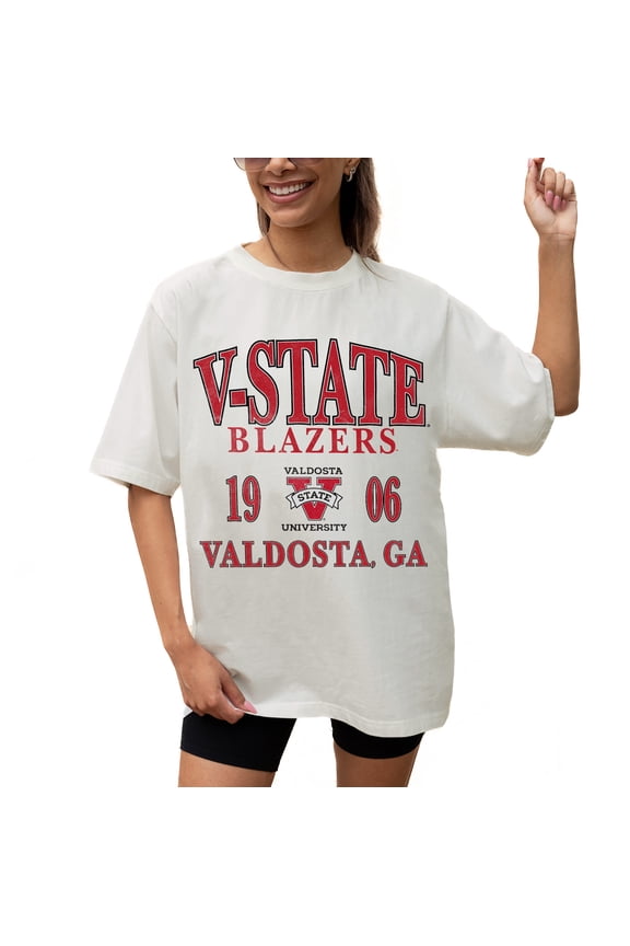 Women's Gameday Couture Cream Valdosta State Blazers Unity Oversized T-Shirt