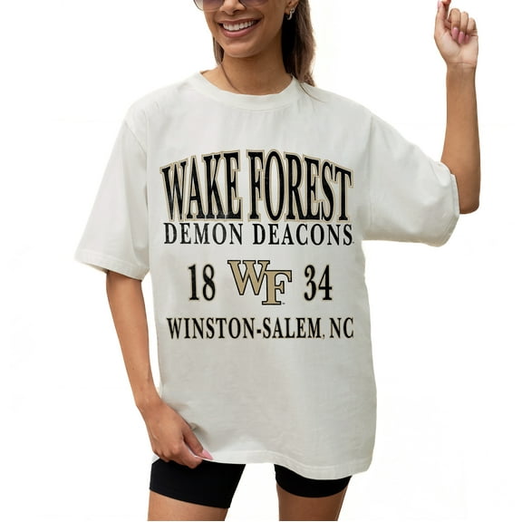 Women's Gameday Couture Cream Wake Forest Demon Deacons Unity Oversized T-Shirt