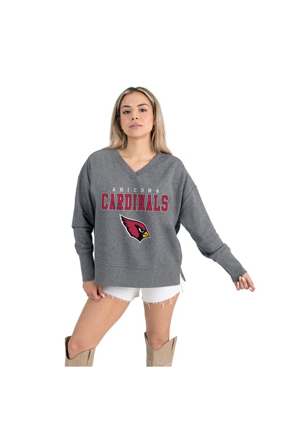 Women's Gameday Couture Gray Arizona Cardinals French Terry V-Neck Pullover Sweatshirt