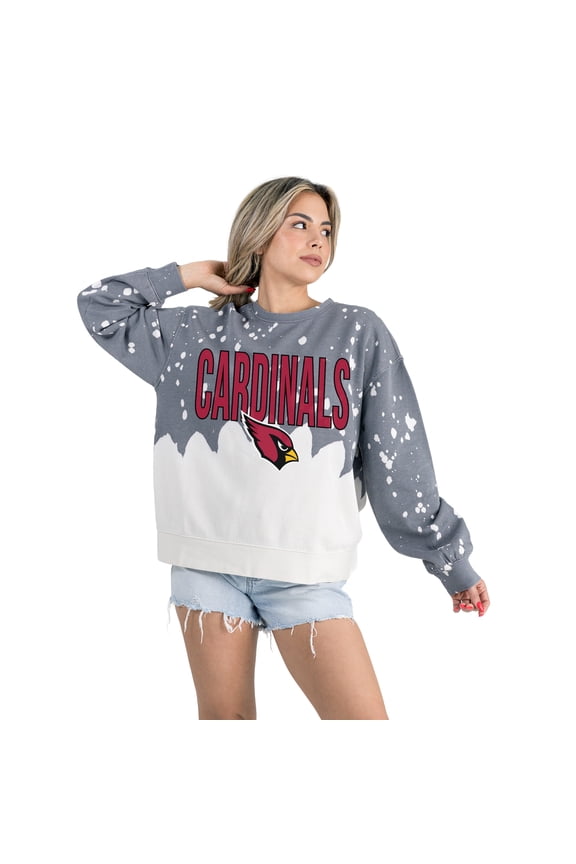 Women's Gameday Couture Gray Arizona Cardinals Oversized Faded Wash Tri-Blend Pullover Sweatshirt