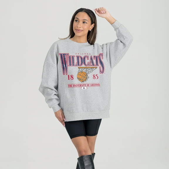 Women's Gameday Couture Gray Arizona Wildcats Basketball Premium Fleece Drop Pullover Sweatshirt