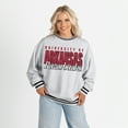 thumbnail image 1 of Women's Gameday Couture Gray Arkansas Razorbacks Oversized Showdown Ringer Stripe Sweatshirt, 1 of 6